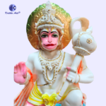 Kritika Arts Baithe Hanuman Ji Idol Aashirvad Mudra 10 Inch Poly Marble Multicolor Hand-Painted Statue for Home Mandir