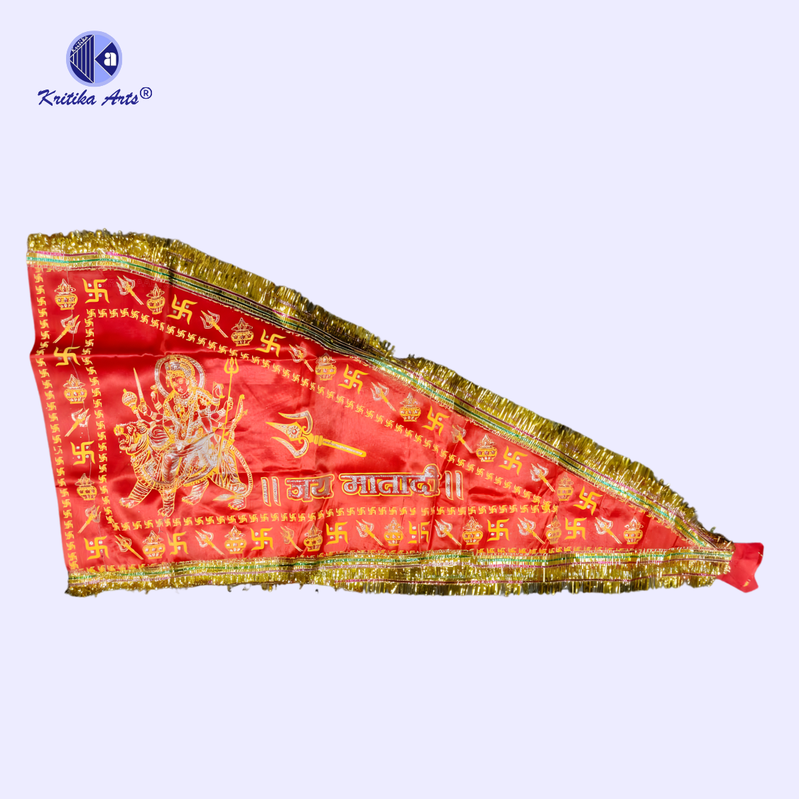 Mata Ka Jhanda 20x40 Inch | Durga Ji Jhanda Satin Cloth | Navratri Flag | Kritika Arts mata ka jhanda 20x40 inch