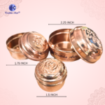 Pure Copper Pooja Dibia Set – Mini Kumkum / Roli / Chawal Box with Lid | Jewellery Storage Box | Mandir Puja Accessories (3 Sizes Available) - Image 2