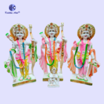 ,*Ram Darbar Idol 17 Inch Set – White Polyresin Hybrid Marble Dust Lord Ram, Sita, Lakshman & Hanuman Murti for Home Temple - Image 9