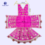 Mata Rani Poshak No. 7 for 12–15 Inch Idols – Pure Silk Durga Mata Dress with Zari, Stone & Moti Work - Image 4