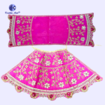 Mata Rani Poshak No. 7 for 12–15 Inch Idols – Pure Silk Durga Mata Dress with Zari, Stone & Moti Work - Image 2
