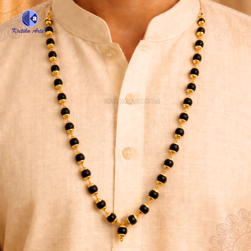 karungali mala gold cap ebony wood