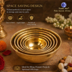 ,*Small Pure Brass Bhog Katori Set (6 Sizes) | Nested Space-Saving Pooja Bowls for Prasad, Roli & Chawal | Premium Brass Katori Set - Image 4