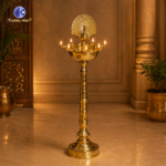 40 inch brass stand deepak with 7 wicks morkiran design for inauguration ceremony and temple use