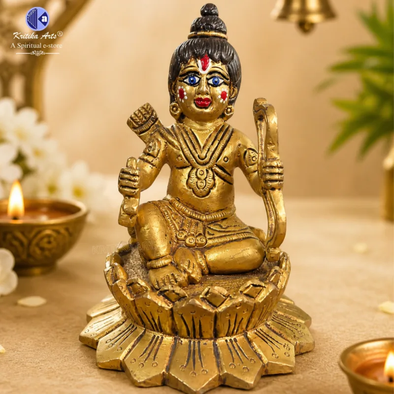 5 inch brass Ram Lalla Bal Roop statue hand painted