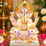 Hybrid Poly Marble Ganesh Idol – 9 Inch | Traditionally Hand Painted Ganpati Murti for Home Temple, Office & Puja | By Kritika Arts - Image 4