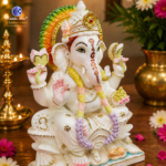 Hybrid Poly Marble Ganesh Idol – 9 Inch | Traditionally Hand Painted Ganpati Murti for Home Temple, Office & Puja | By Kritika Arts - Image 2
