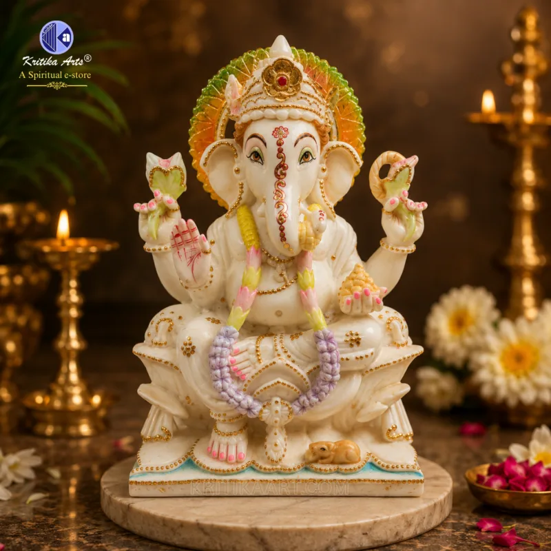 Hybrid Poly Marble Ganesh Idol 9 Inch