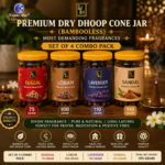 Zed Black Premium Dry Dhoop Cone Jar Combo Pack (Set of 4) – Guggal, Loban, Lavender & Sandal | Bambooless Natural Fragrance Dhoop Cones - Image 2