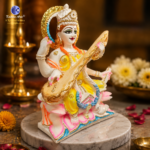 Hybrid Poly Marble Saraswati Idol – 9 Inch | Traditionally Hand Painted Maa Saraswati Murti for Home Temple, Office & Puja | By Kritika Arts - Image 4