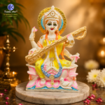 Hybrid Poly Marble Saraswati Idol – 9 Inch | Traditionally Hand Painted Maa Saraswati Murti for Home Temple, Office & Puja | By Kritika Arts - Image 3