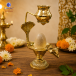 Gaumukhi Narmadeshwar Shivling Set with Brass Jal Dhara Lota for Continuous Nirantar Abhishek Worship of Lord Shiva