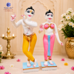 Poly Marble ISKCON Radha Krishna Idol 11 Inch | Langot Krishna Jugal Jodi Murti | Handmade Radha Krishna Statue for Home Temple & Worship - Image 3