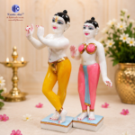 Poly Marble ISKCON Radha Krishna Idol 11 Inch | Langot Krishna Jugal Jodi Murti | Handmade Radha Krishna Statue for Home Temple & Worship - Image 2