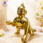 Ashtadhatu Brass Laddu Gopal Idol Size 9 Large 8.5 Inch Bal Gopal Murti for Home Temple