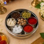 ,*Stainless Steel Pooja Set Dabba with 7 Containers (Size 8) | Roli Chawal Kumkum Chandan Storage Box | Pooja Samagri Organizer for Home Mandir - Image 4