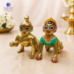 ,*Ashtadhatu Laddu Gopal Radha Rani Jugal Jodi Murti Size 5 | Metal Laddu Gopal with Radha Rani Combo Set for Home Temple - Image 2