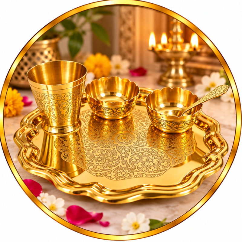 11. Brass copper puja essentials