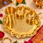 Pure Brass Bhog Thali Katori Glass Set for Puja | Kritika Arts - Image 4