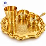 Pure Brass Bhog Thali Katori Glass Set for Puja | Kritika Arts - Image 3