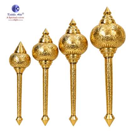 3 feet brass Hanuman Ji Gada with traditional embossed work