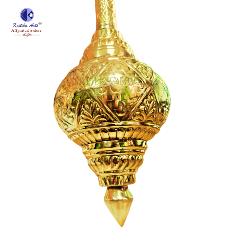 Home 55 39 inch pure brass Hanuman Ji Gada with embossed decorative design