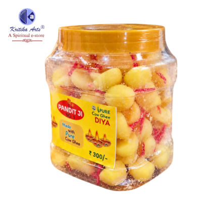 100 Pure Cow Ghee Jyot Batti Pack in Jar Ready to Use Cotton Wicks for Diwali Puja and Home Temple