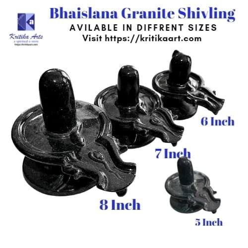 JALEHARI BLACK SMALL (1) Handcrafted Black Granite Shivlings 5 to 7 inch - Image 1