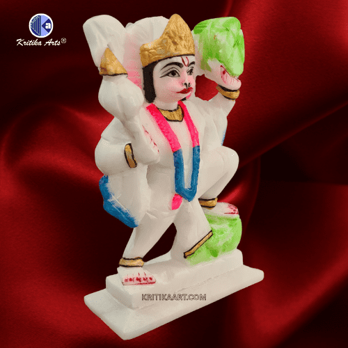 Pure White Italian Alabaster Hanuman Ji Murti - Image 2