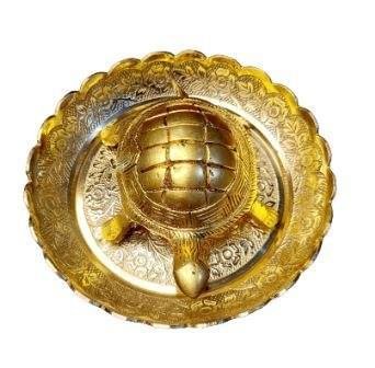 TORTOISE BRASS SET (2) Brass Tortoise with Plate-Deluxe Quality - Image 1