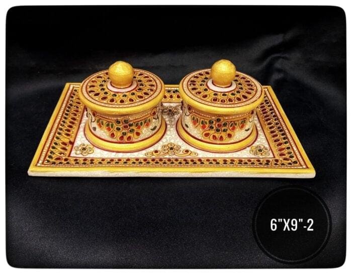Tilak Roli/ Sindur Dibia Marble Handicraft Set - Image 1