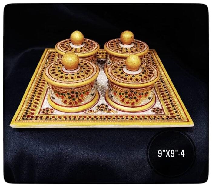 Tilak Roli/ Sindur Dibia Marble Handicraft Set - Image 1