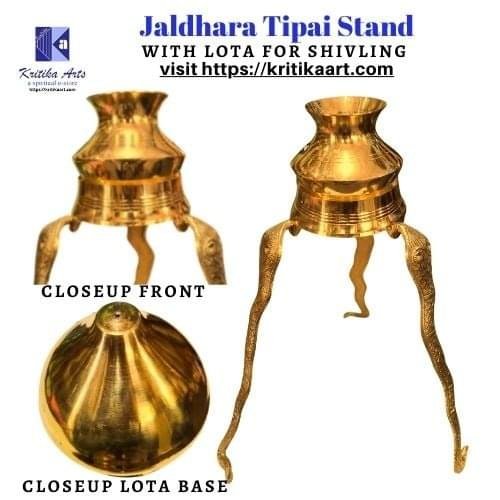 Brass Naag Tipai Stand with Jal Dhara Lota for Shivling