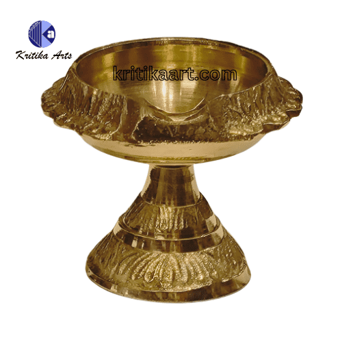 Pure Brass Kuber Deepak Diya with Stand – 3 Inch | Traditional Hindu Puja Lamp" - Image 3